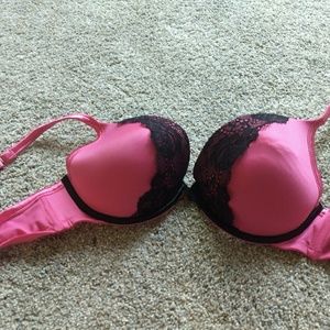 Pink and black bra